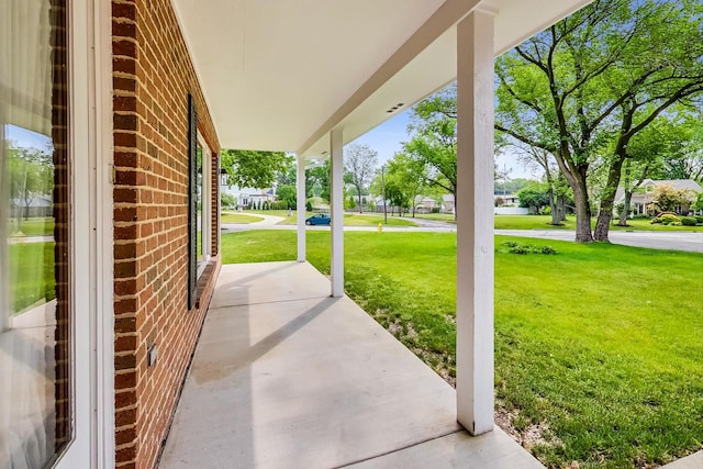 view of patio featuring a porch