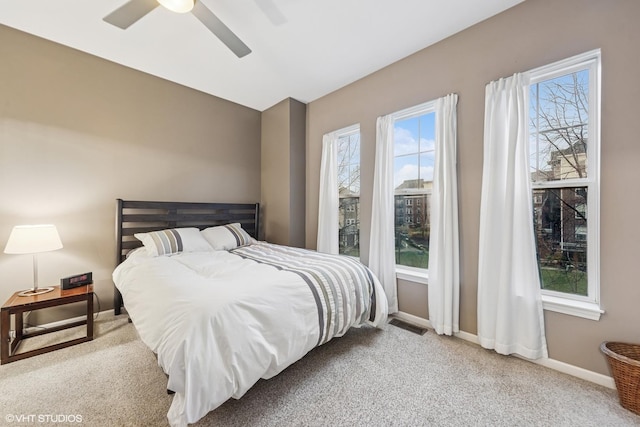 507 Grove Ln Unit H, Forest Park, IL 60130 - bedroom with carpet floors, baseboards, visible vents, and ceiling fan
