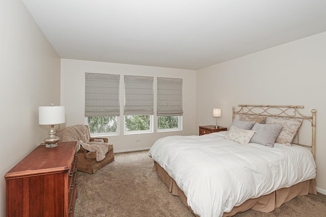 bedroom with baseboards and carpet