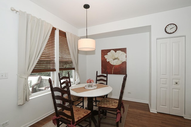 dining room with baseboards and wood finished floors