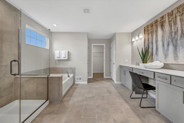 2547 Mallet Ct, Naperville, IL 60564 - full bath featuring a shower stall, a garden tub, a spacious closet, vanity, and visible vents