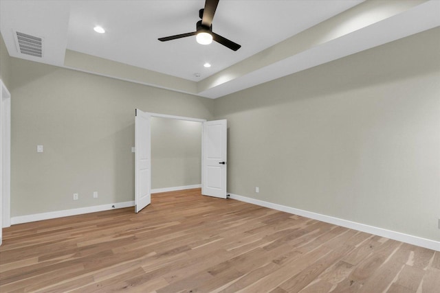 2816 Clarion Rd, Urbana, IL 61802 - unfurnished bedroom featuring light wood-type flooring, baseboards, recessed lighting, and a ceiling fan