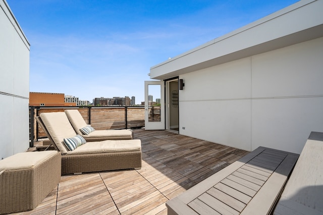 deck with a view of city