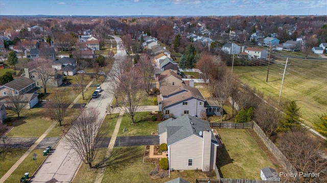 aerial view with a residential view