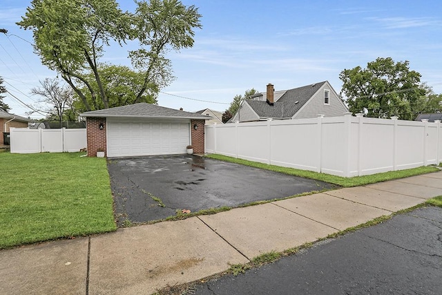 view of yard with a garage