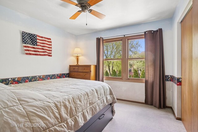 4230 Forest Glen Dr, Hoffman Estates, IL 60192 - bedroom with carpet floors, baseboards, and a ceiling fan