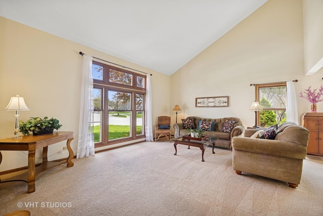 4230 Forest Glen Dr, Hoffman Estates, IL 60192 - living room featuring light colored carpet and high vaulted ceiling