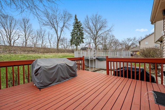 deck with a grill