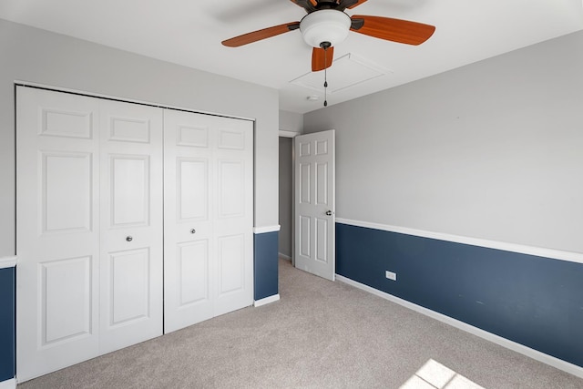 2366 Georgetown Cir, Aurora, IL 60503 - unfurnished bedroom featuring a closet, carpet floors, ceiling fan, and baseboards