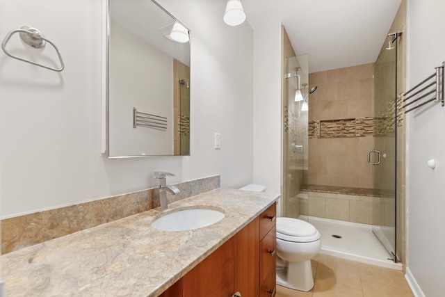 407 Brad Ct, Naperville, IL 60565 - bathroom with a stall shower, tile patterned flooring, toilet, and vanity