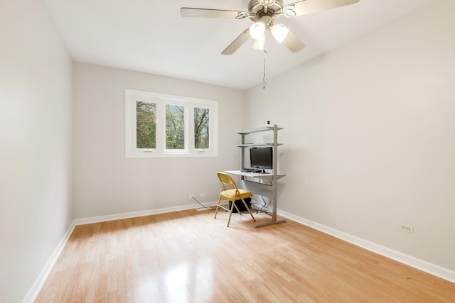 407 Brad Ct, Naperville, IL 60565 - office area featuring wood finished floors, baseboards, and a ceiling fan