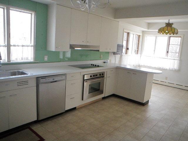 810 13th Ave, Mendota, IL 61342 - kitchen with stainless steel oven, dishwasher, black electric stovetop, under cabinet range hood, and plenty of natural light