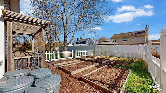 view of yard featuring a garden and fence