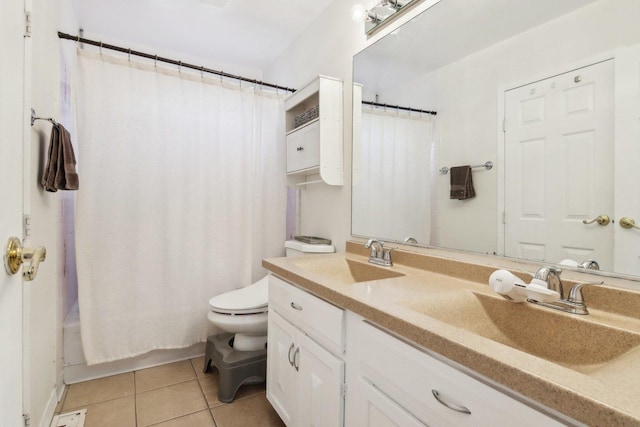 5621 Fernwood Ct, Matteson, IL 60443 - bathroom featuring vanity, toilet, tile patterned flooring, and shower / bath combo