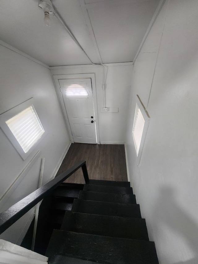 stairs with wood finished floors