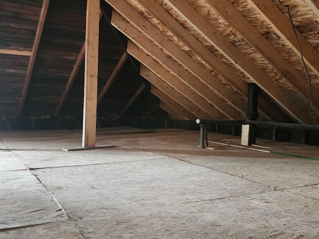 view of unfinished attic