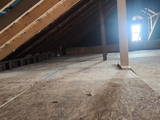 view of unfinished attic