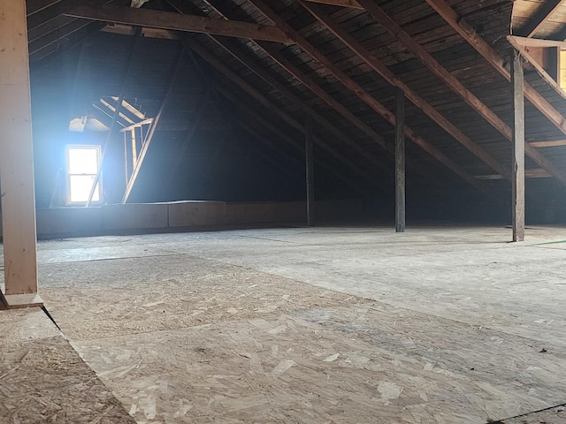 view of unfinished attic