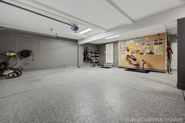 garage with a garage door opener