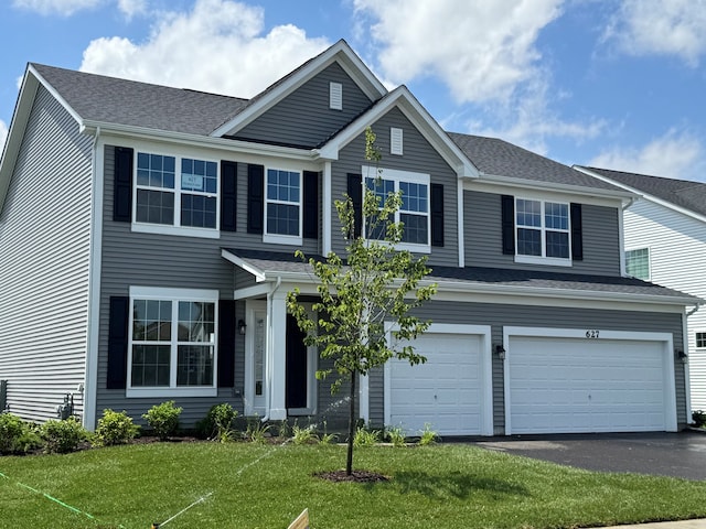 627 Henry Ln, Oswego, IL 60543 - traditional-style home featuring a front yard, driveway, and a garage