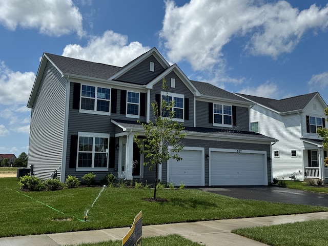 627 Henry Ln, Oswego, IL 60543 - view of front of house with asphalt driveway, an attached garage, and a front yard