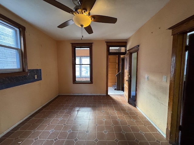 8216 S Brandon Ave, Chicago, IL 60617 - tiled empty room featuring baseboards, a healthy amount of sunlight, and ceiling fan