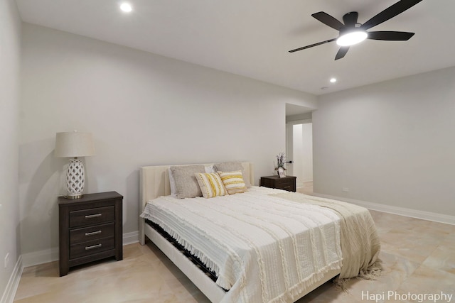 1906 Lee St, Des Plaines, IL 60018 - bedroom featuring recessed lighting, a ceiling fan, and baseboards