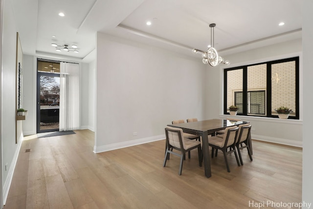 1906 Lee St, Des Plaines, IL 60018 - dining room with a chandelier, recessed lighting, and light wood-style flooring