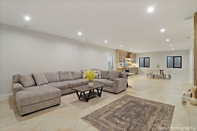 1906 Lee St, Des Plaines, IL 60018 - living room featuring recessed lighting and baseboards
