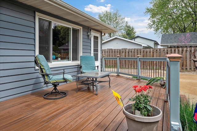 wooden terrace with fence