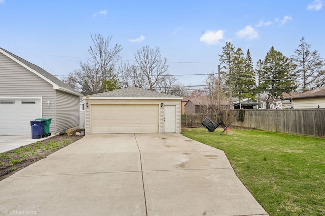 detached garage with fence