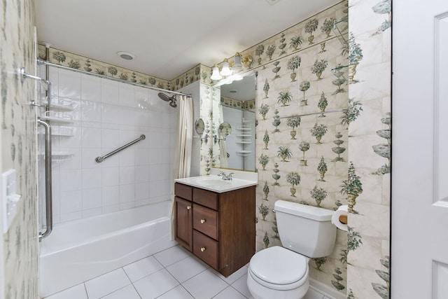 210 N Addison Ave Unit 206, Elmhurst, IL 60126 - bathroom featuring vanity, tile patterned floors, shower / bath combination with curtain, and toilet