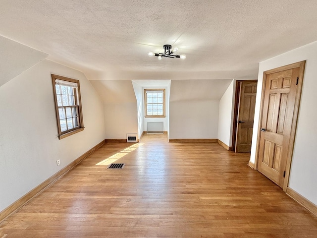 additional living space featuring a wealth of natural light, visible vents, and light wood-style floors