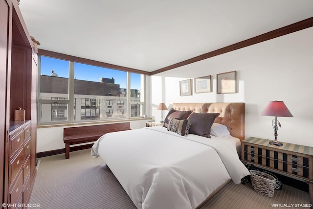 1300 N Lake Shore Dr Unit 25B, Chicago, IL 60610 - bedroom featuring light colored carpet, baseboards, and crown molding