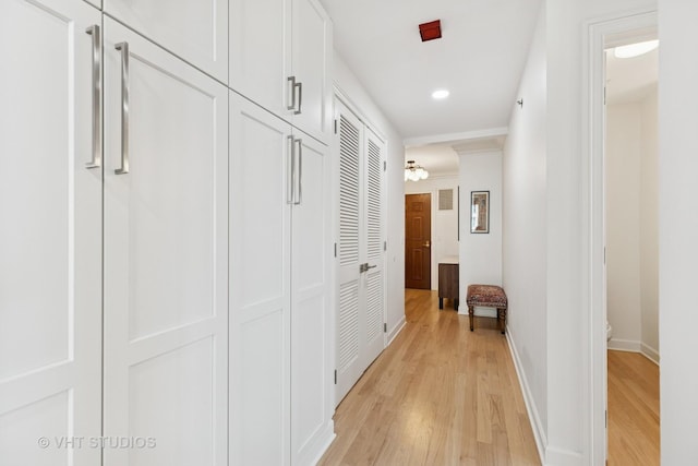21 E Huron St Unit 1806, Chicago, IL 60611 - hall with light wood-type flooring, baseboards, and recessed lighting