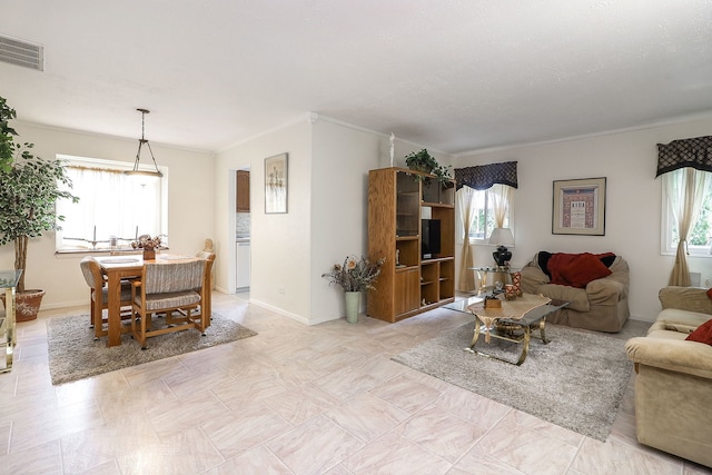 1456 Bangor Ln, Aurora, IL 60504 - living area with healthy amount of natural light and crown molding