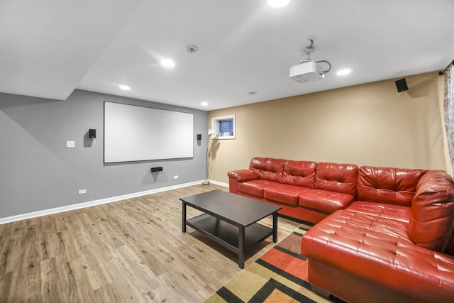 2470 Palazzo Ct, Buffalo Grove, IL 60089 - home theater room featuring light wood-style floors, baseboards, and recessed lighting
