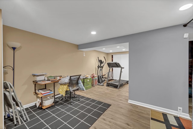 2470 Palazzo Ct, Buffalo Grove, IL 60089 - exercise area with baseboards, recessed lighting, and wood finished floors