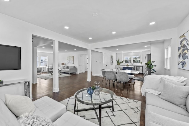 living area with recessed lighting and a healthy amount of sunlight