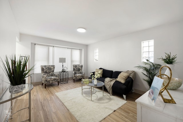 living room featuring light wood-type flooring