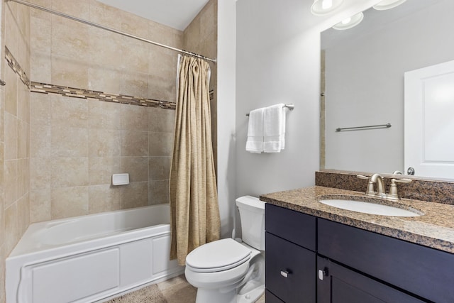 104 W Kennedy Ln, Hinsdale, IL 60521 - bathroom featuring toilet, shower / bathtub combination with curtain, and vanity