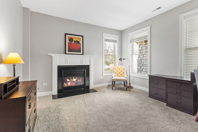 104 W Kennedy Ln, Hinsdale, IL 60521 - sitting room featuring carpet floors, baseboards, and a fireplace with flush hearth