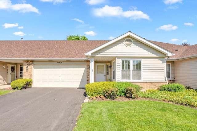 13818 S Magnolia Dr, Plainfield, IL 60544 - single story home featuring brick siding, driveway, a garage, and a shingled roof