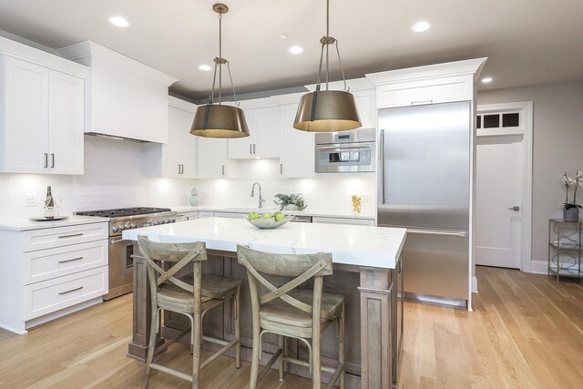 514 Hillgrove Ave Unit 204, Western Springs, IL 60558 - kitchen featuring a sink, light wood-style flooring, high end appliances, and a kitchen island