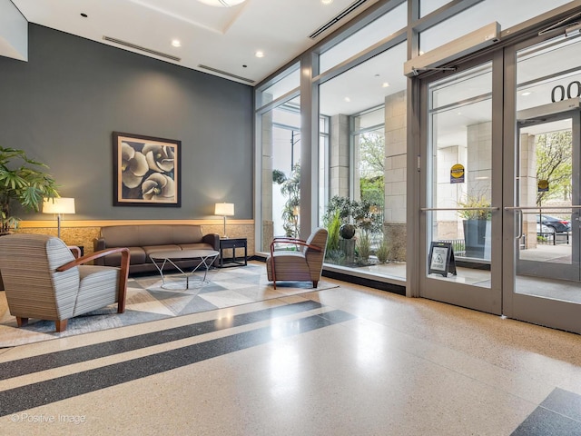 community lobby with visible vents