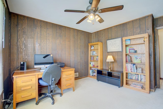 809 S Charles Ave, Naperville, IL 60540 - office space featuring carpet, ceiling fan, and wooden walls