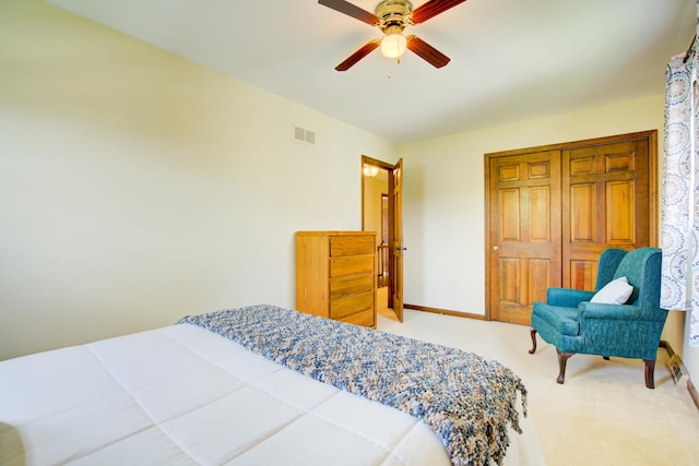 809 S Charles Ave, Naperville, IL 60540 - carpeted bedroom featuring baseboards, visible vents, and ceiling fan