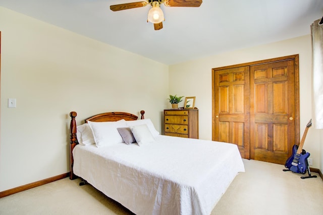 809 S Charles Ave, Naperville, IL 60540 - bedroom with baseboards, light colored carpet, and ceiling fan