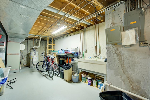 809 S Charles Ave, Naperville, IL 60540 - unfinished below grade area featuring a sink, heating unit, gas water heater, and electric panel