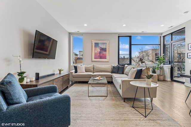 1841 N California Ave Unit 3A, Chicago, IL 60647 - living area featuring wood finished floors and recessed lighting